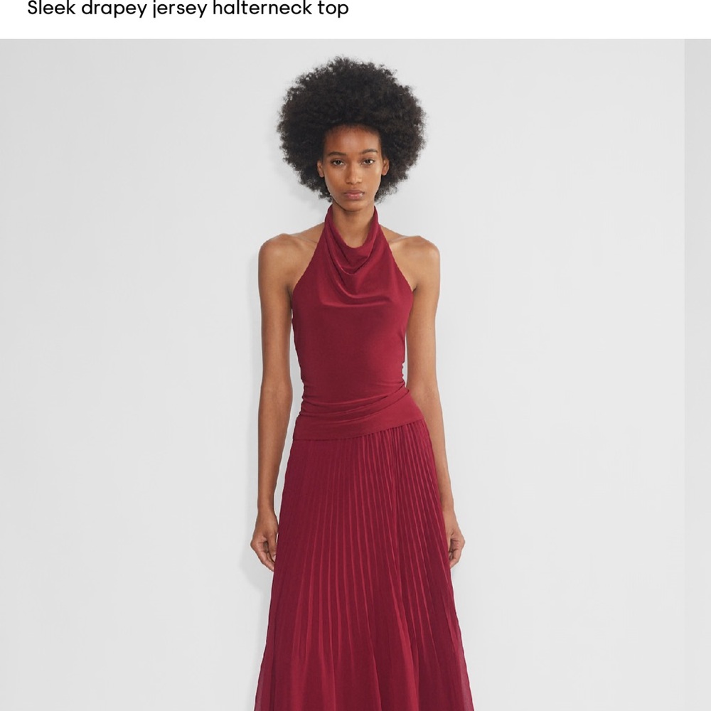 Wilfred Burgundy Drapey Jersey Halterneck Top